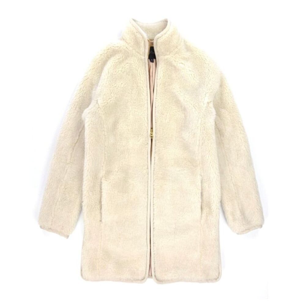 NEW J Crew Zip-up plush fleece coat Vegan Fur Old Money Quiet Luxury Preppy Boho